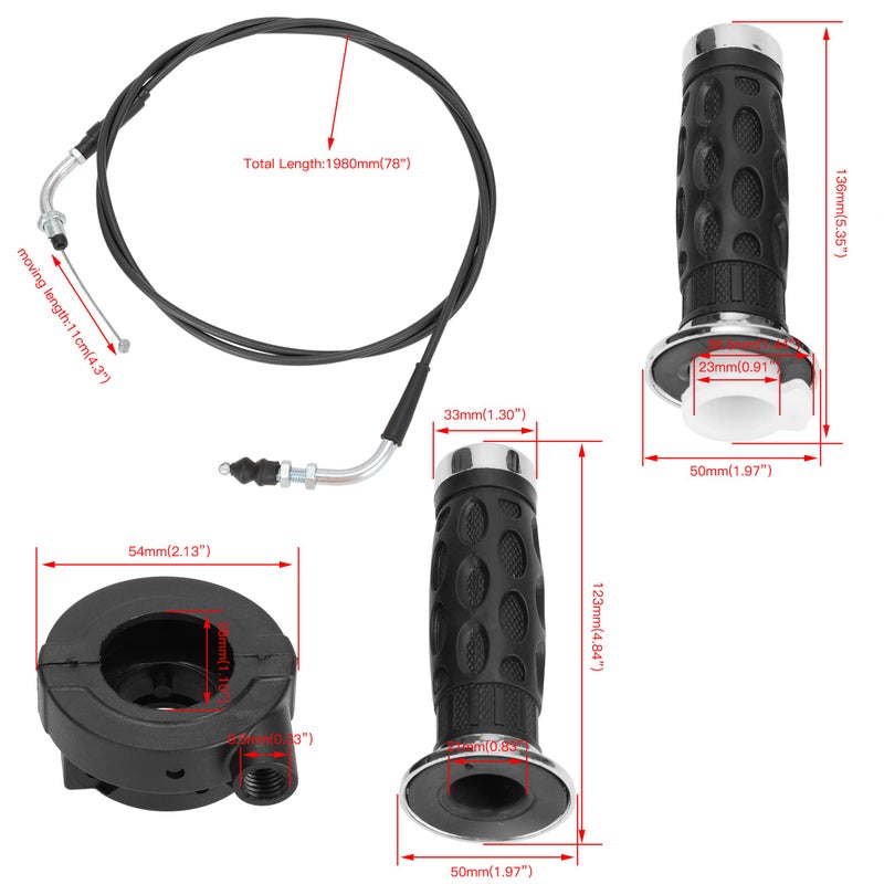 YOXUFA 7/8 Twist Grip 78"" Throttle Cable Kit for GY6 50 80 125 150cc QMB139 157QMJ TaoTao Lancer VIP Future Champion Wolf RX50 IceBear Dongfang Jonway Roketa Scooter Moped Mini Bike Go Kart Parts - Image 3